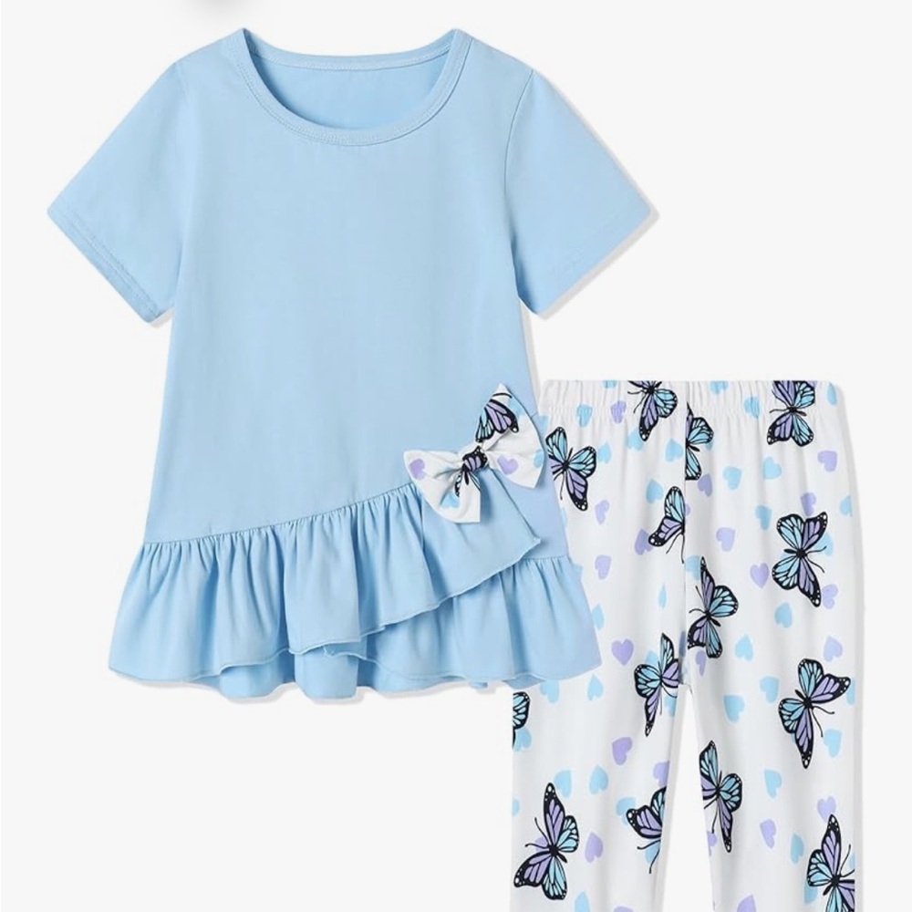 Blue and butterfly girls Pajama Set NWT size 4 - 5T